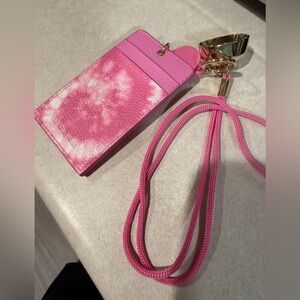 Bath & Body Works Vibrant Pink Card Holder with Gold Lanyard